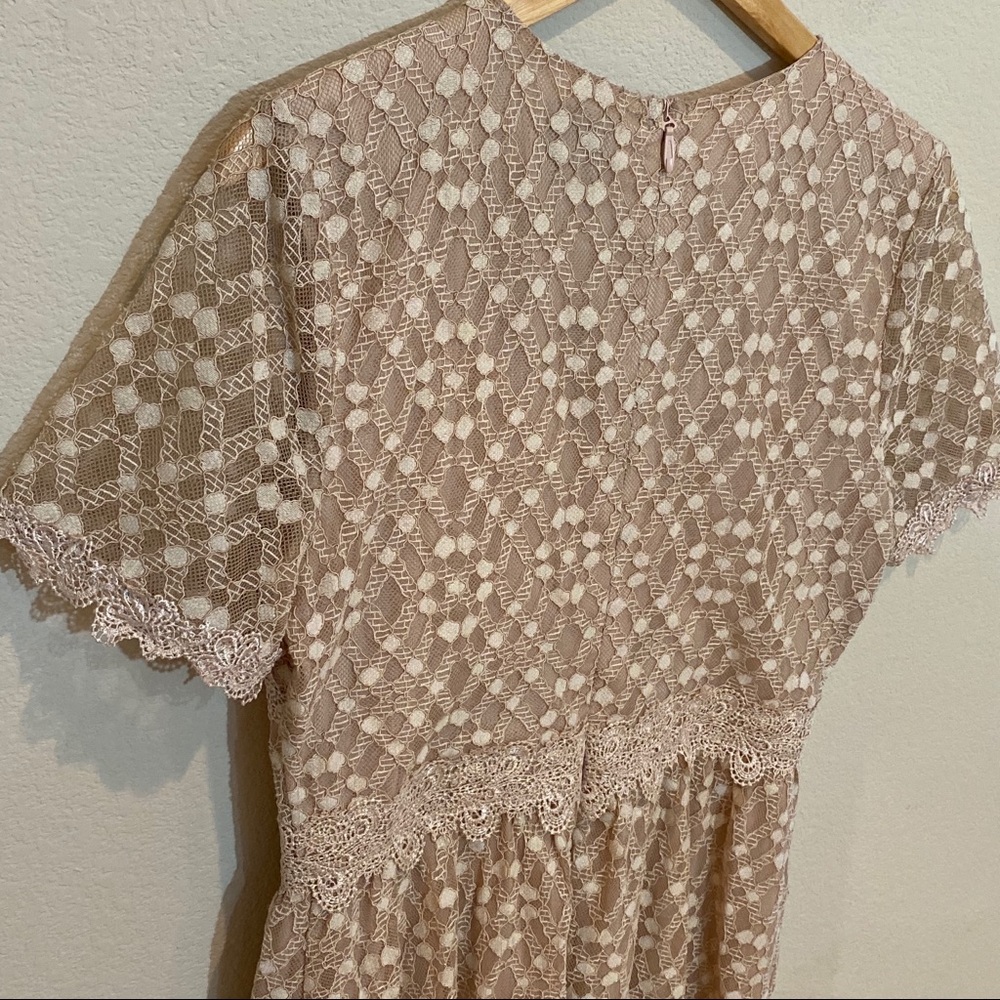 J.O.A. Lace Short Sleeve Blush Mini Dress - Picture 11 of 14